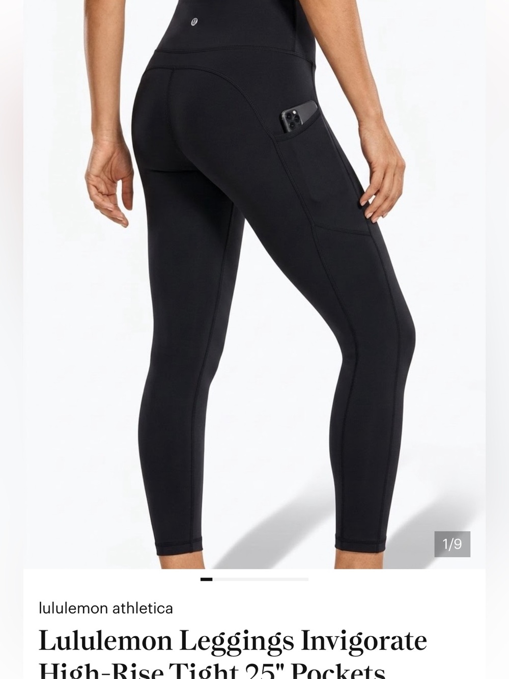 Lululemon Leggings Invigorate High-Rise Tight 25" Pockets Everlux Black Size 12
